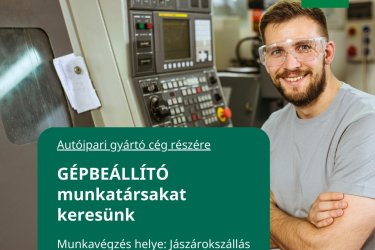 Gépbeállító lakatos munkatársakat keresünk