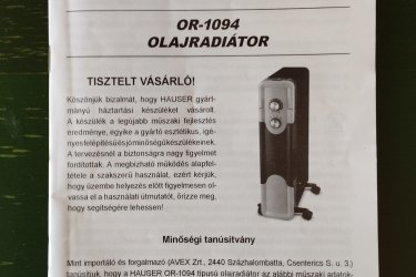 Hauser típuú 2000 W elektromos olajradiátor hibátlan állapotban eladó.